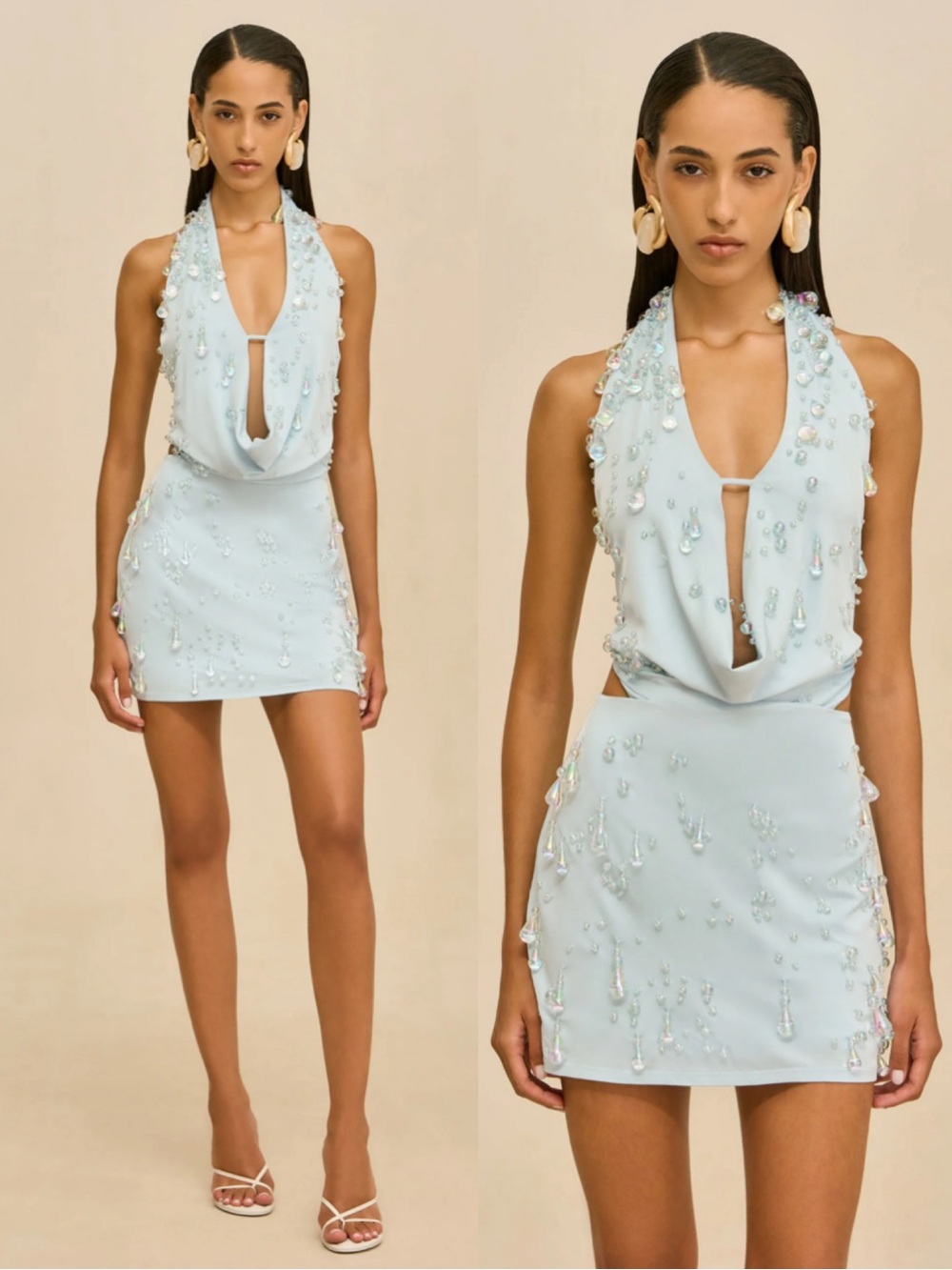 Cult Gaia Blue Issey Halter Mini Dress Size Medium NEW! New with tags!